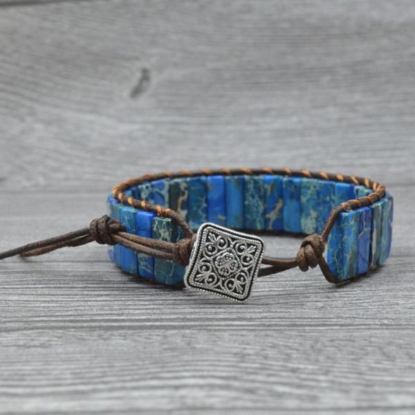 

tennis boho wrap bracelet for women leather rope natural stone fancy handmade drop, Golden;silver