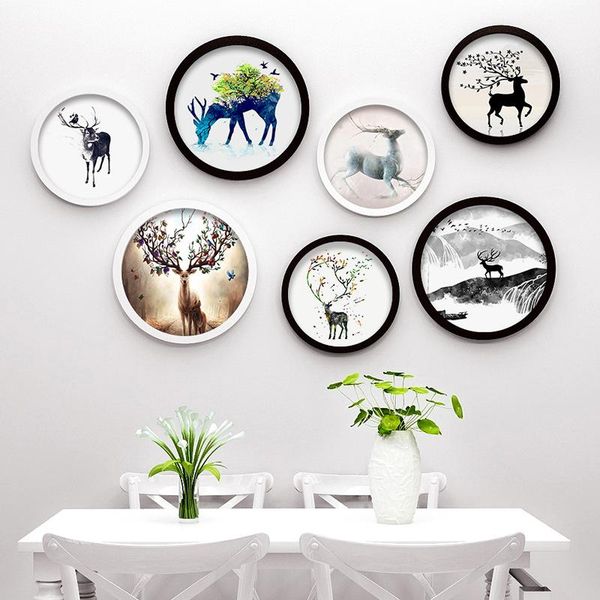

frames round 7pcs black picture frame combination modern simplicity home living room tv background wall white po decoration