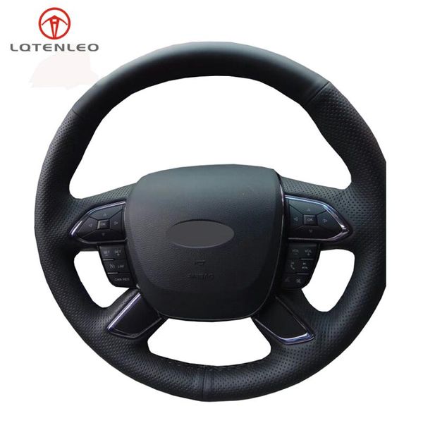 

steering wheel covers lqtenleo black genuine leather car cover for taurus 2021