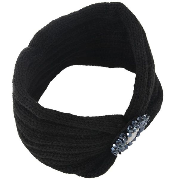 

gemstone wool knitted headband (black) yoga hair bands