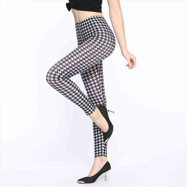 

women pants trousers for ladies style black and white plaid leggings houndstooth casual leggings