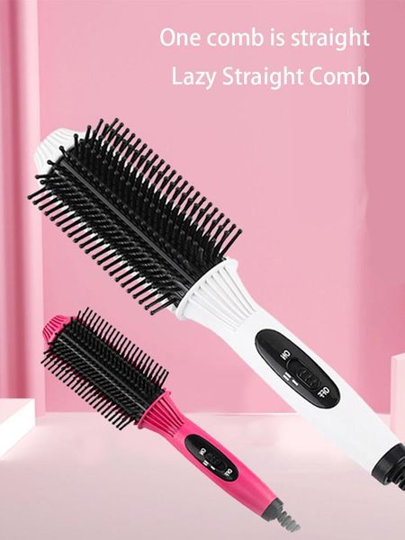 

electric hair brushes one step dryer air brush 2 in 1 curling straightener iron comb blow anti-static styling tools