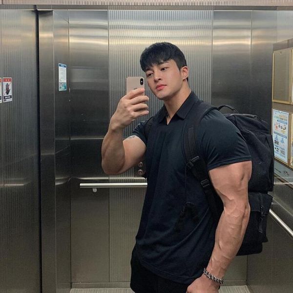 

summer fashion shirt sports mens polo casual cotton slim fit short sleeve fitness homme, White;black