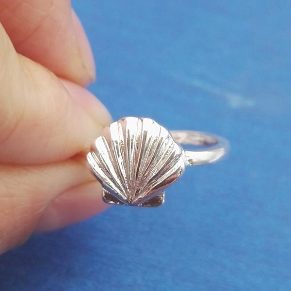 

cluster rings sanlan 10pcs drop simple elegant everyday dainty shell ring seashell jewelry nautical day gift, Golden;silver