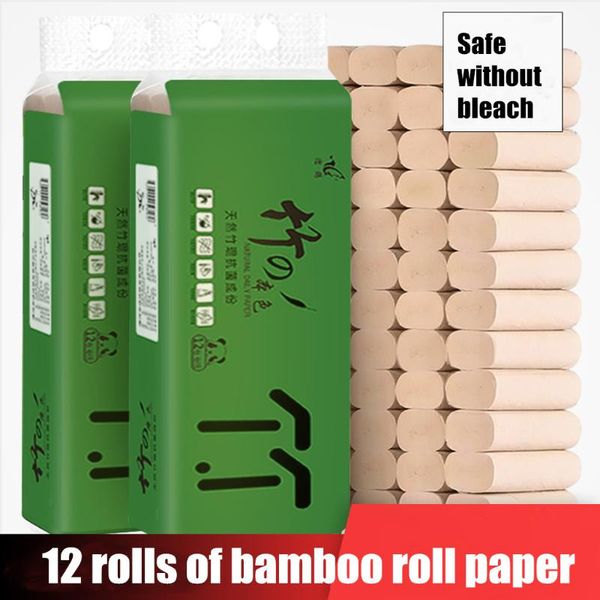 

table napkin 12 rolls of bamboo fiber primary color roll paper without bleached towels bathroom kitchen safe z0306