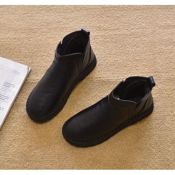 

boots shoes woman winter flat heel ankle single women's snow short and ankle-style, Black