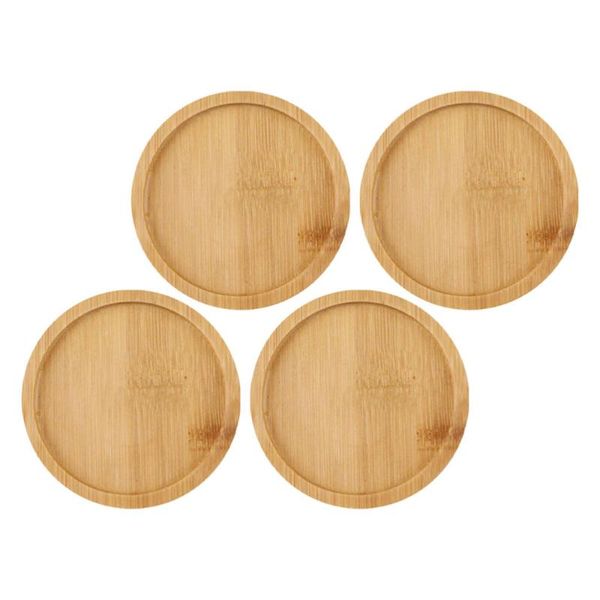 

kitchen storage & organization 4pcs indoor outdoor garden patio flower pot plant stand tray for home (wood)