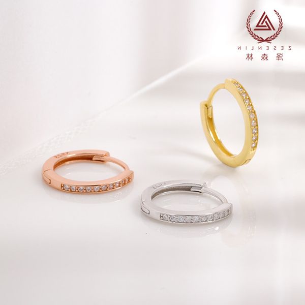 

s925 sterling silver earrings with micro diamond earrings and ear clasps, Golden