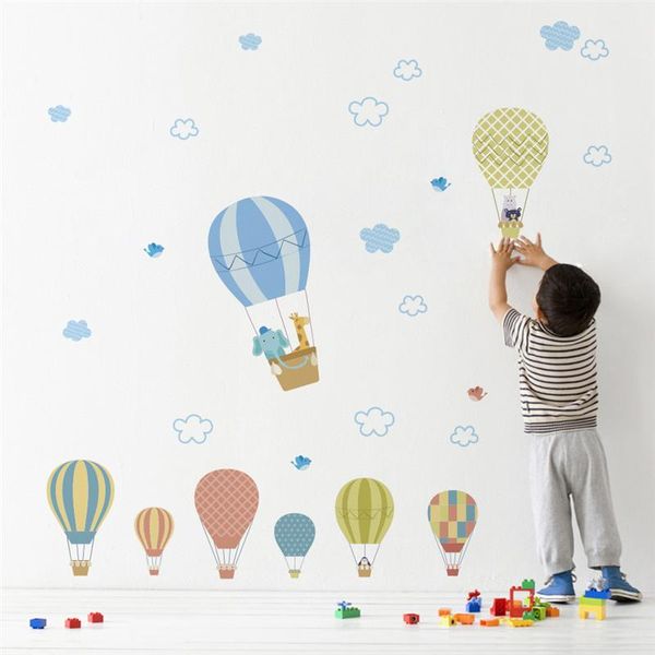 

wall stickers cute animal take air balloon for kids room decoration nursery mural art diy pvc safari home decal