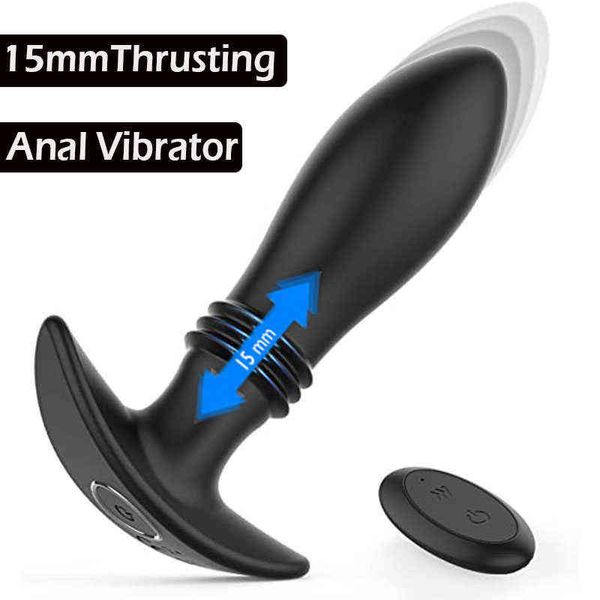 NXYVibrator Sex Shop Automatische Teleskop Männliche Prostata-massagegerät Vibrator Drahtlose Fernbedienung Vibrierender Butt Plug Anal Spielzeug Für Männer 1123