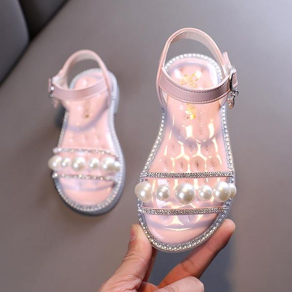 

sandals fashion girls rhinestone pearl princess toddlers kids soft comfortable beach shoes e908, Black;red