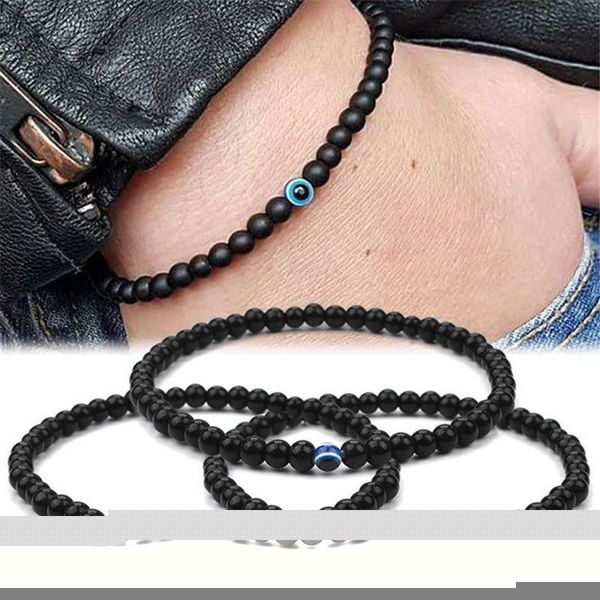 

beaded, strands turkish evil eyes bracelet black natural stone beads for men braslet women yoga hand jewelry gifts