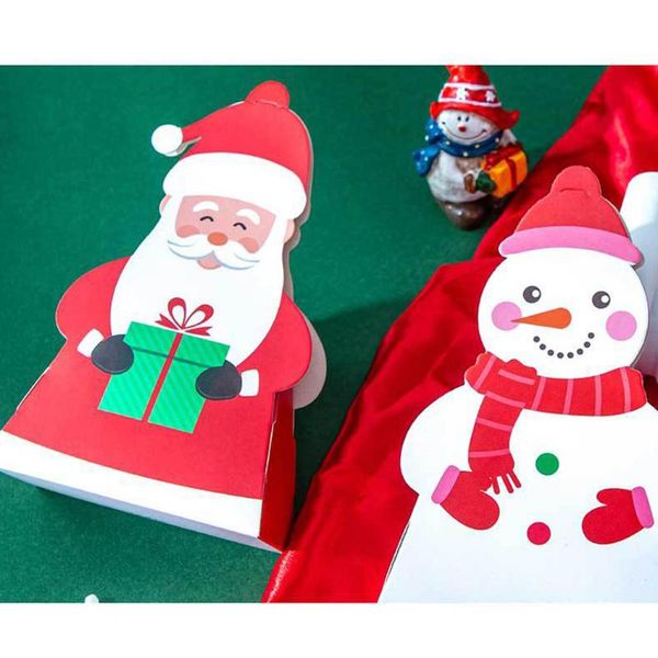 

storage bags 10pcs christmas gift boxes santa claus snowman shape candy party paper favour box for home year xmas decor kids gifts