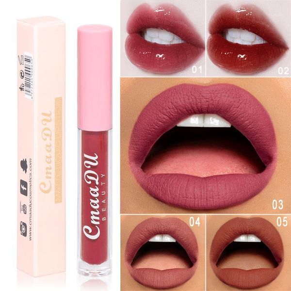 

cross-border direct sales 5-color matte no stain on cup long lasting waterproof liquid lip gloss moisturizing mouth red 5zcc1