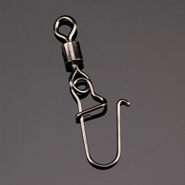 

50pcs/lot 2# 4# 6# 8# 10# fishing connector pin bearing rolling swivel stainless steel with snap fishhook lure tackle hooks