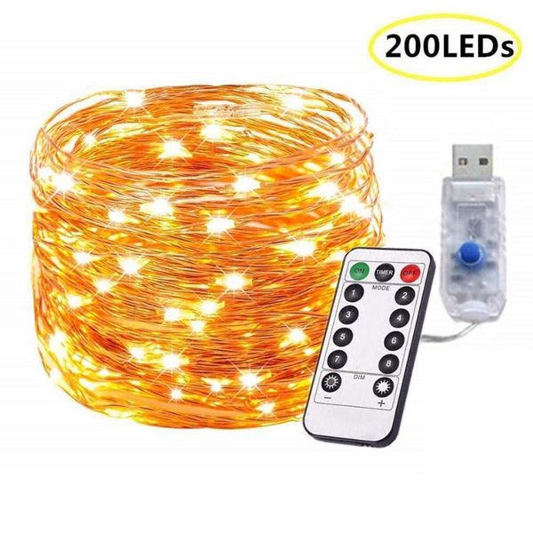 

strings festoon led light 8 functions usb remote control copper wire string lights for 2021 year year's eve christmas