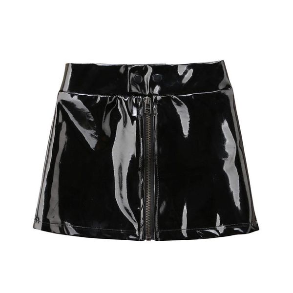 

skirts baby kids toddler girls outfit pu leather skirt summer black red zipper mini clothes, Blue