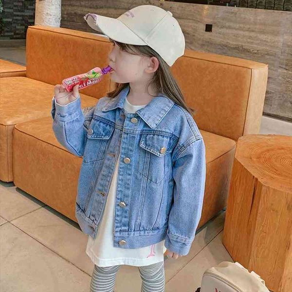 

smile print kids girls boys denim jacket coats loose children jeans clothes casual girls baby coat children denim coat, Blue;gray