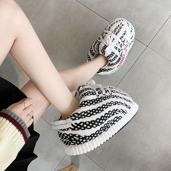 

women winter slippers warm home bread shoes indoor snug sneakers house woman plus size, Black