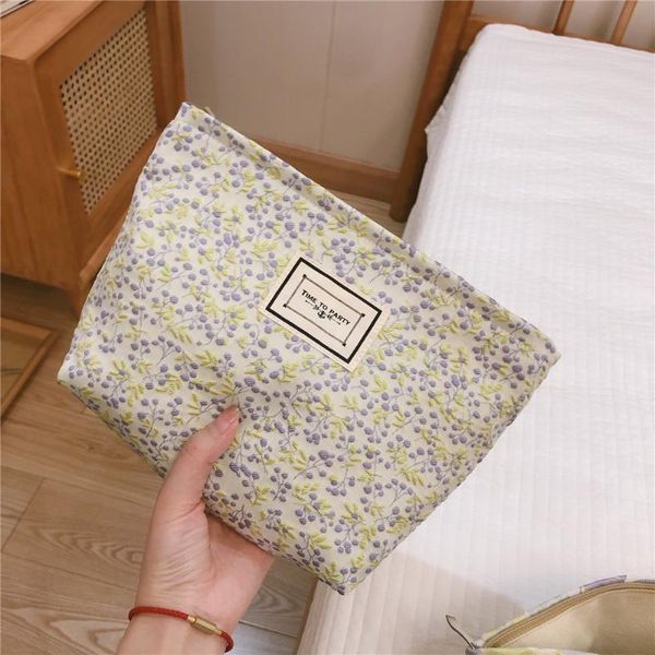 

cosmetic bags & cases vintage floral makeup bag cotton fabric pouch women large toiletry female necesserie organizer zipper beauty case