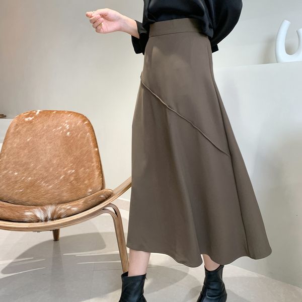 

skirts 2021 spring female korean high waist thin to line umbrella skirt, Black
