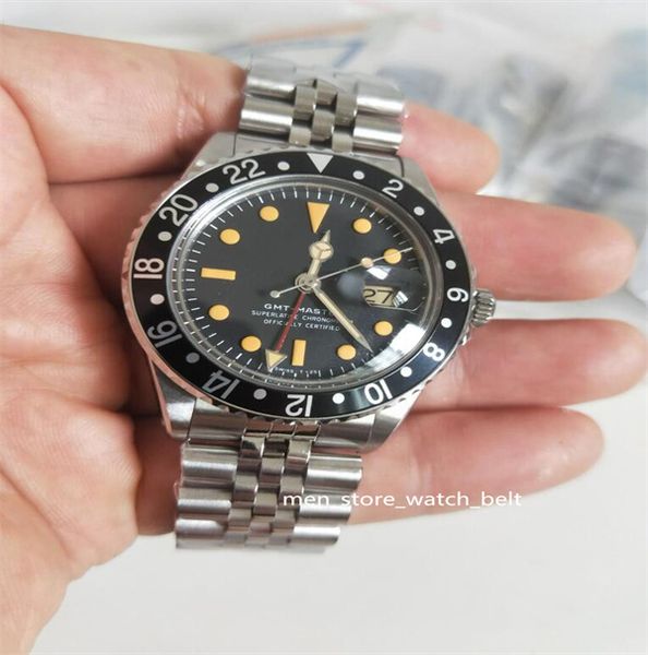 

bp factory latest luxury watch asia 2813 movemen 40mm vintage gmt 1675 pepsi sapphire mechanical automatic retro black mens wristwatch, Slivery;brown