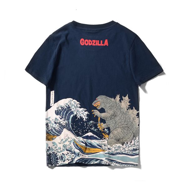 

t shirt trendy brand men's clothing harajuku wind godzilla no sense printing pattern short sleeve social youth, White;black
