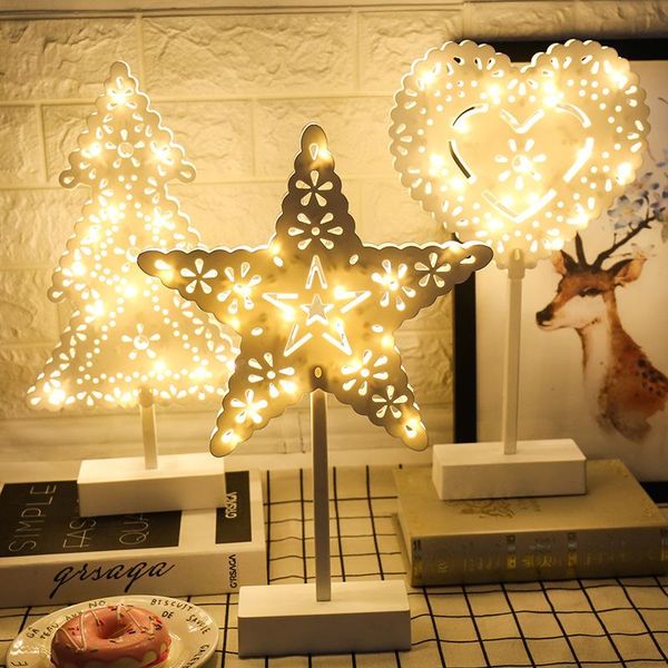 

strings christmas star led night light love modeling desk lamp net red girl room ins decorative lights hearts tree gift