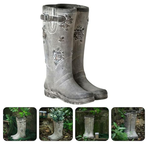

vases 1pc gardening flowerpot decorative plant container floor retro (gray)