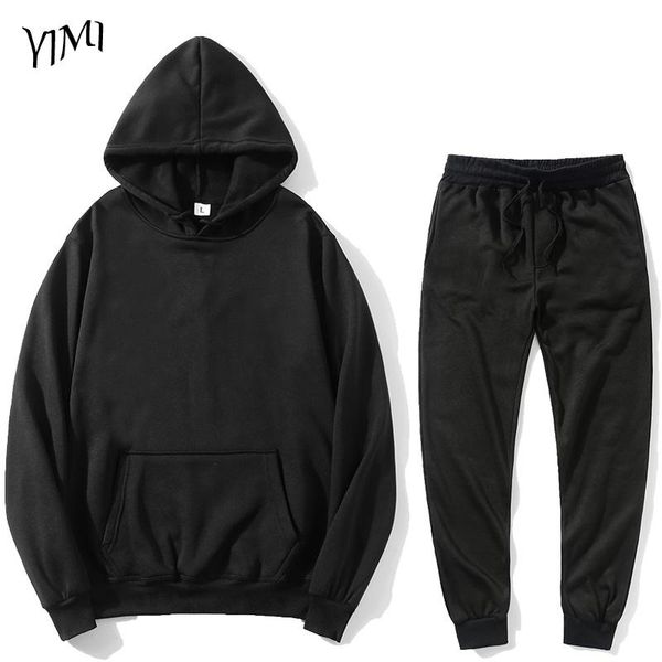 

men's hoodies & sweatshirts track and field sportswear hoodie + pants fall/winter hooded sports shirt suit men, Black