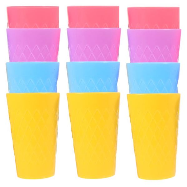 

disposable cups & straws 12pcs simple beverage paper drink food containers (assorted color)