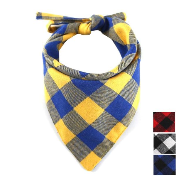 

dog apparel cotton plaid printing scarf lacing saliva towel for cat wear pet