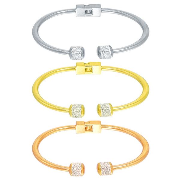 

bangle diamond double ball titanium steel bracelet fashion luxury couple silver color cuff bangles women girl friends dubai jewelry, Black