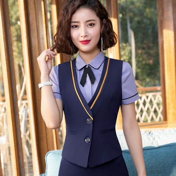 

women's vests summer fashion professional slim vest coat ol formal buainess v neck jacket office ladies plus size work uniform, Black;white