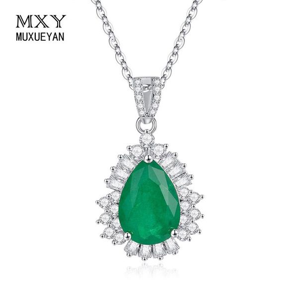 

pendant necklaces luxury women necklace engagement crystal jewelry for sparkling zircon wedding party muxueyan, Silver