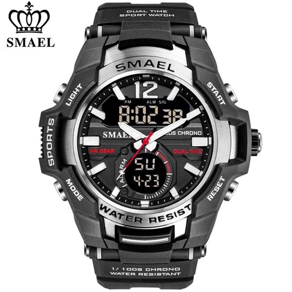 Smael Men Relógios Moda Esporte Super Cool Quartzo LED Relógio Digital 50m À Prova D 'Água relógio de pulso masculino Relogio Masculino 210804