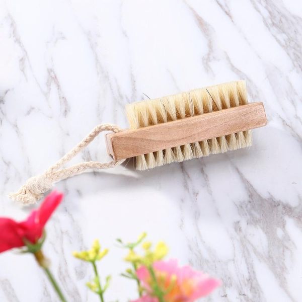 

nail brushes wooden handle double sided natural brush, Yellow