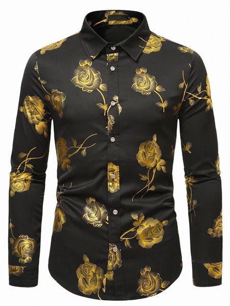 

men floral print button front shirt 30l9#, White;black