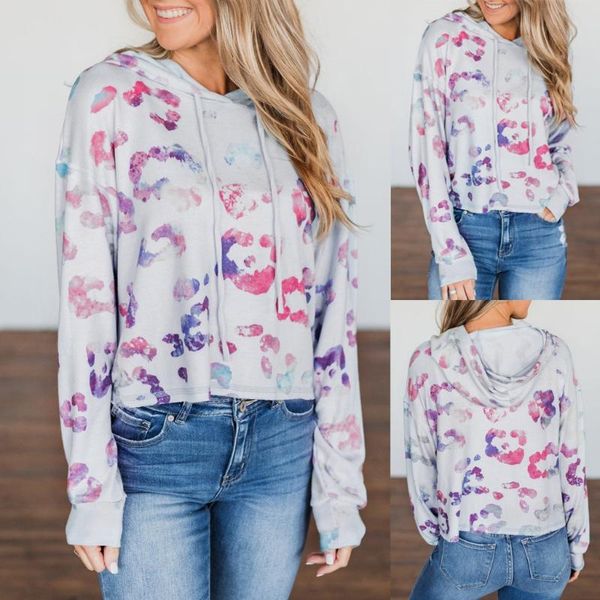 

women's hoodies & sweatshirts chamsgend women tie dye printed colorful patchwork long sleeve sweatshirt fashion fresh pullover short m, Black
