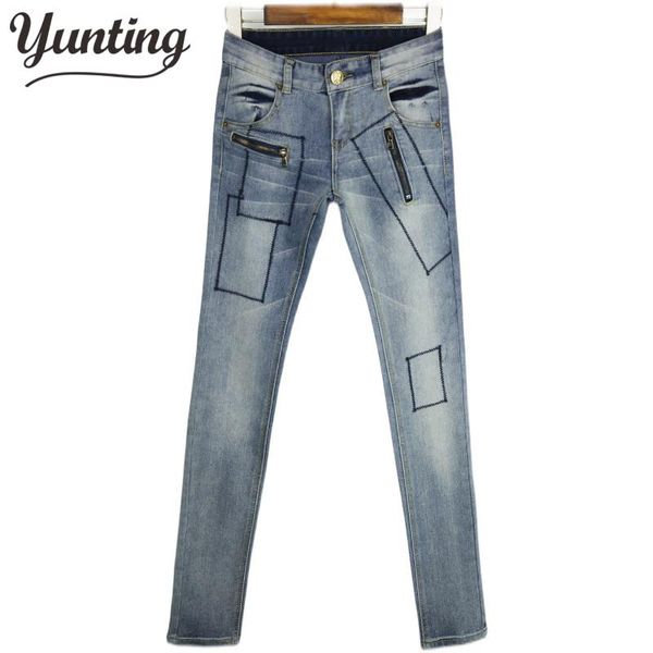 

mid waist denim pants female trousers pencil jeans women skinny blue women's