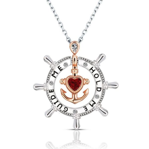 

pendant necklaces 2021 rudder and anchor necklace women crystal retro boho letter jewelry accessories, Silver
