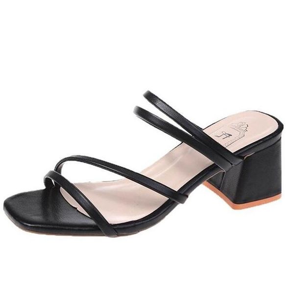 

large size thick heel womens sandals fashion casual sports women's shoes breathable platform women slides slippers, Black