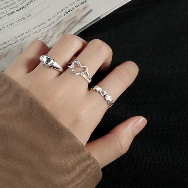 

sijing 925 pure silver to heart ring