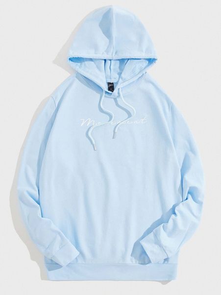 

men letter graphic patched detail drawstring hoodie 33o5#, Black