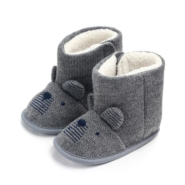 Primi camminatori Scarpe nate Calzini caldi Stivali per bambini Camminatore invernale Neonate Ragazzi Suola morbida Stivaletti da neve Orso cartone animato Presepe unisex