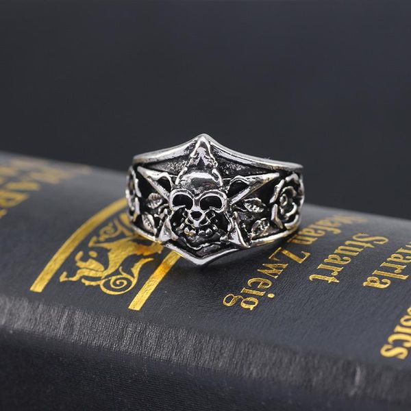 

cluster rings punk domineering retro alloy carved skull ring for women trend personality opening adjustable size jewelry 2021, Golden;silver