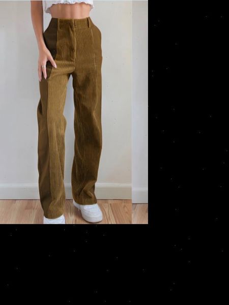 

high waist gradient blue trousers womens capri wide leg corduroy long denim jeans zipper pocket casual bottoms, Black;white