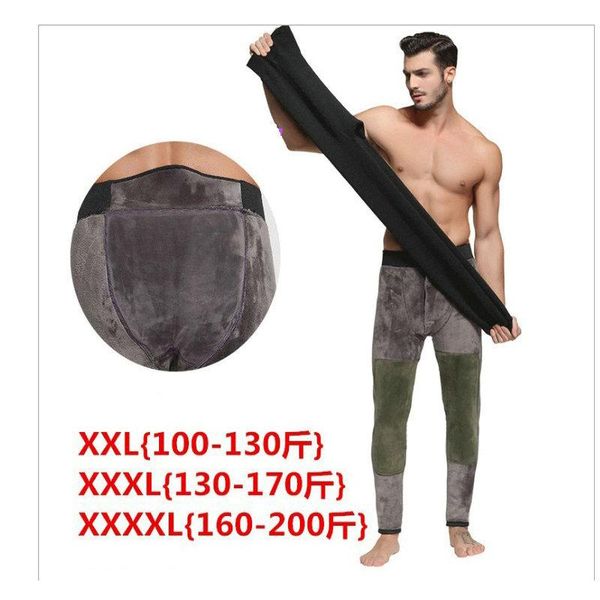 

men's wormwood waistpad kneepad thicken leggings 670g big size warm long knitted cotton pants sa304, Black