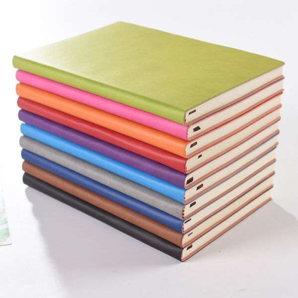 

a5 simple classic solid notepads soft leather pu journal notebooks daily schedule memo sketchbook home school office supplies gifts 10 color, Purple;pink