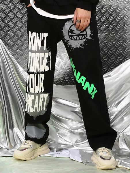 

men graffiti and slogan graphic jeans h28r#, Blue